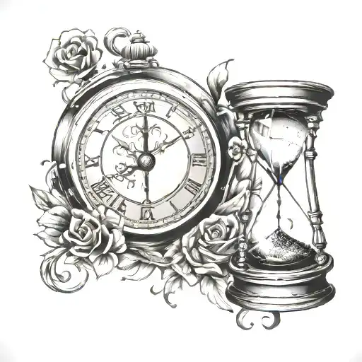 Clock With Hour Glass