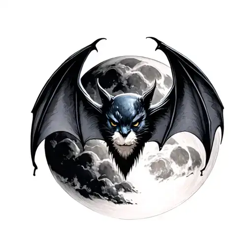 Bat And Moon