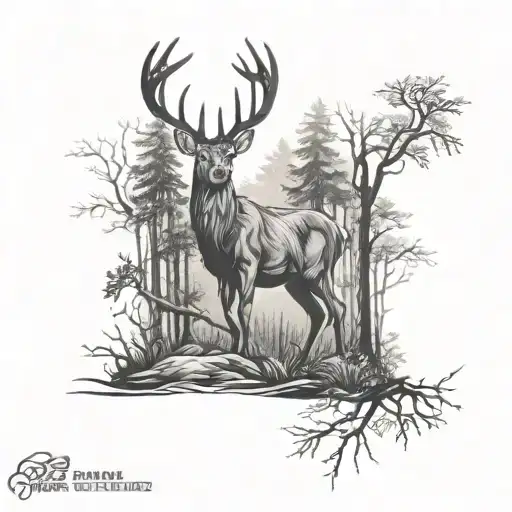 Deer Forest Nature Scene Inspired