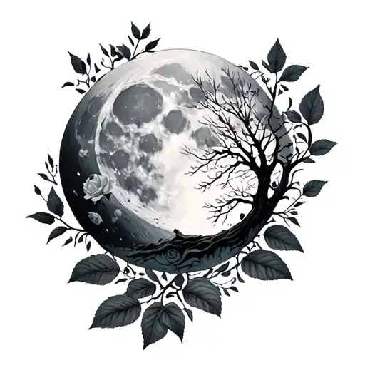 Rose Moon And Tree