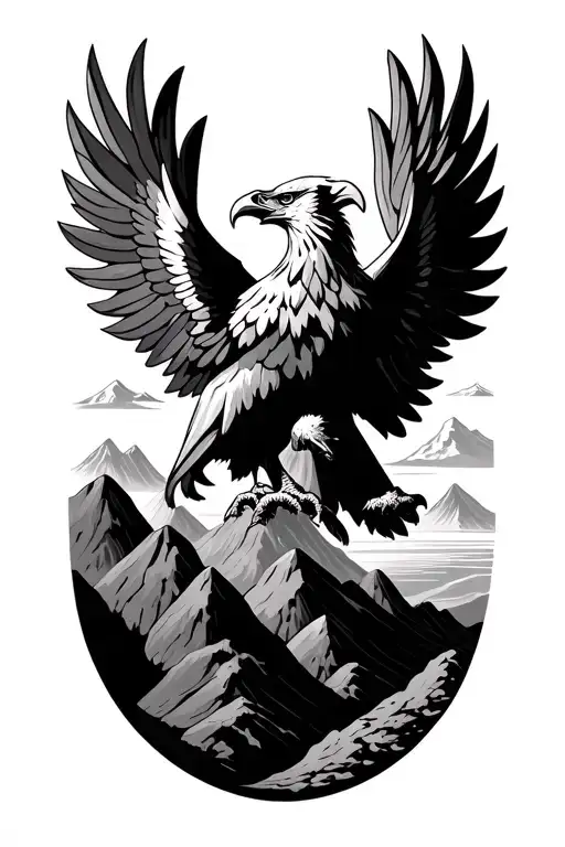 Albanian Double Headed Eagle And Mountains Inside
