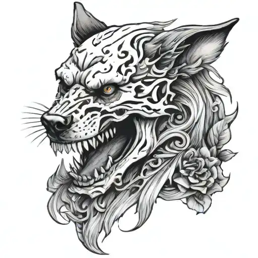 Skull And Wolf