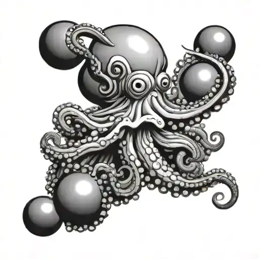 Octopus Juggling 5 Balls Flying