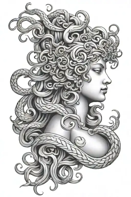 Fine Line Classical Medusa Head