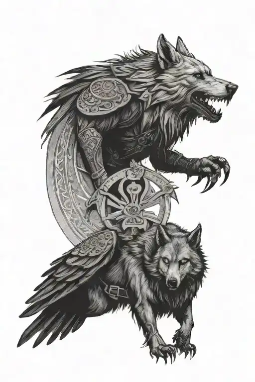 Viking Wolf And Raven