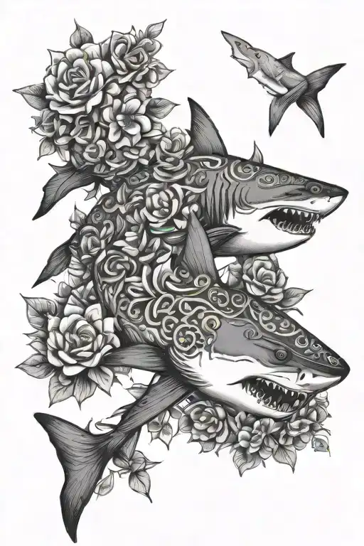 Shark Made Of Flowers
