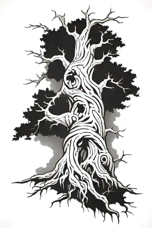 Dead Tree With The Roots Looking Like A Fist