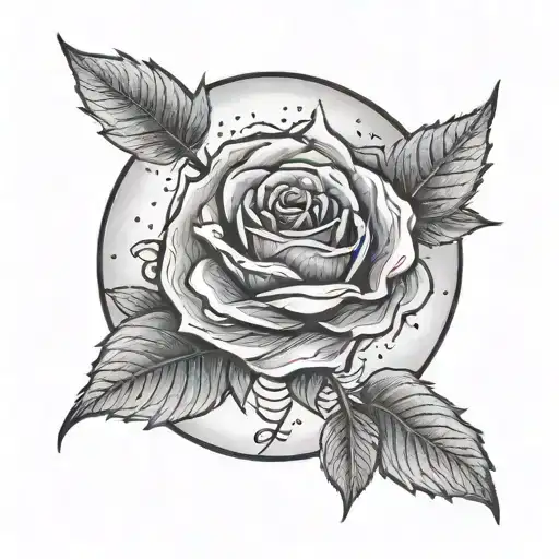 A Full Moon With A Rose In The Center With The Writing Giz X Konah At The Bottom