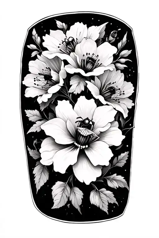 Half Sleeve With Honeysuckles And Bees