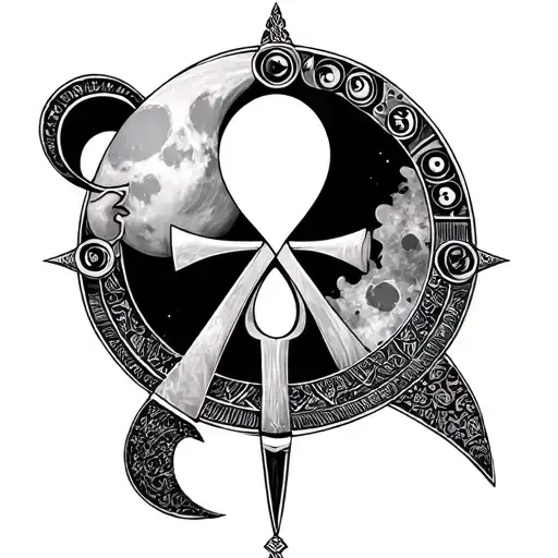 Ankh With Moon Phases