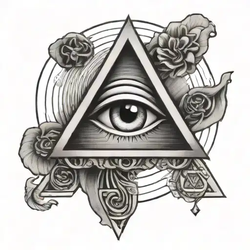 All Seeing Eye Pyramid Black And White With Eye On Top Glowing