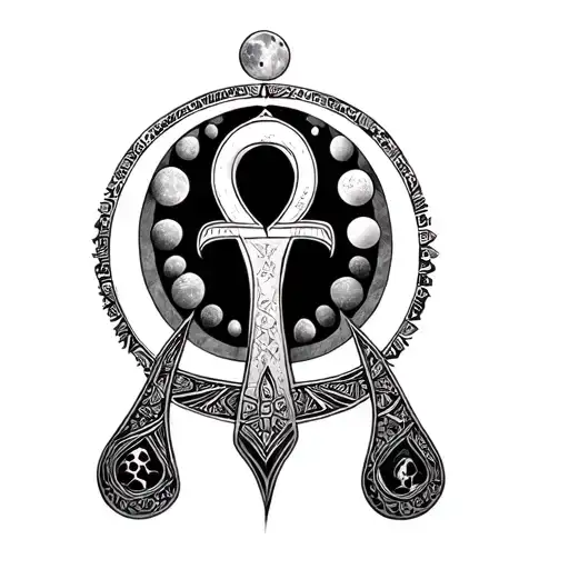 Ankh With Moon Phases On Top