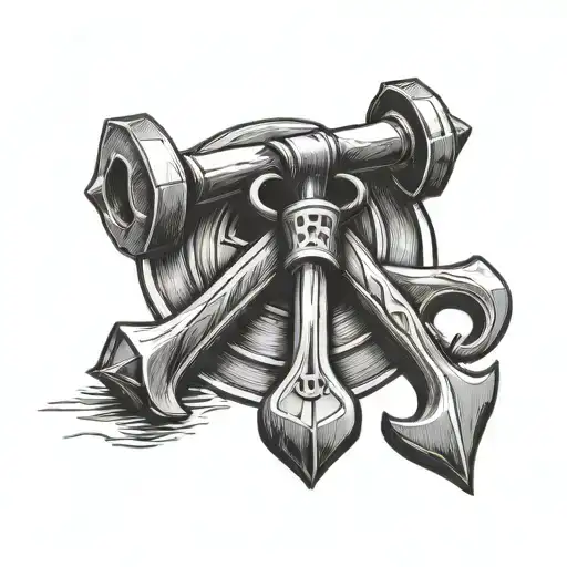 A Blacksmith Hammer And Forging A Boat Anchor Hanging