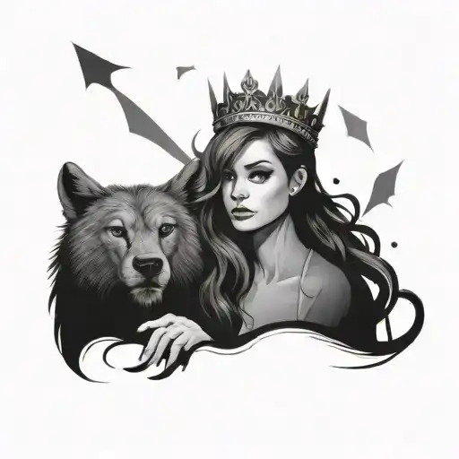 Girl Protect By Beast Crown Strong Animal