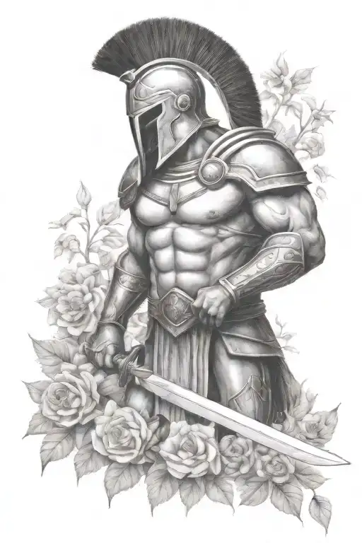 Spartan Warrior In A Garden Scene