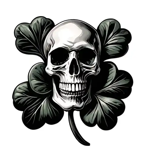 Four Leaf Clover With Skull Inside