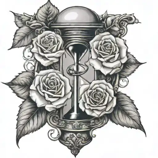 Roses Inside Of An Hourglass