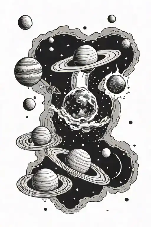 Galaxy With Planets And Black Hole