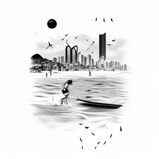 An Abstract Representation Of The Vibrant Nightlife In Rio De Janeiro With A Beach Backdrop