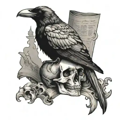 Crow On Skull With Book