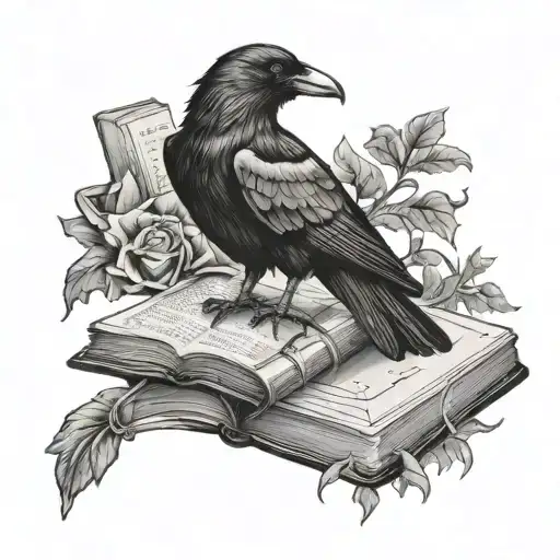 Crow On Skull And Book