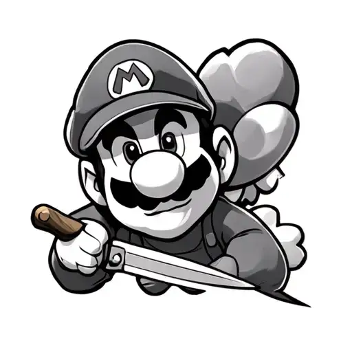 Mario Holding A Knife And Koopas Head