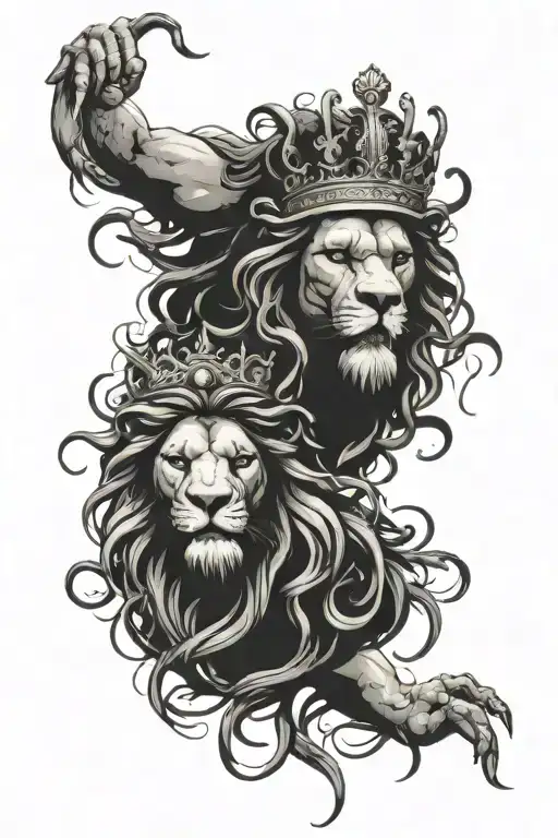 Medusa Coming Out Of Lion Wearing A Crown