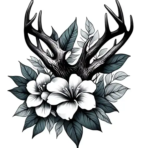 Deer Antlers And Hawaiian Flower