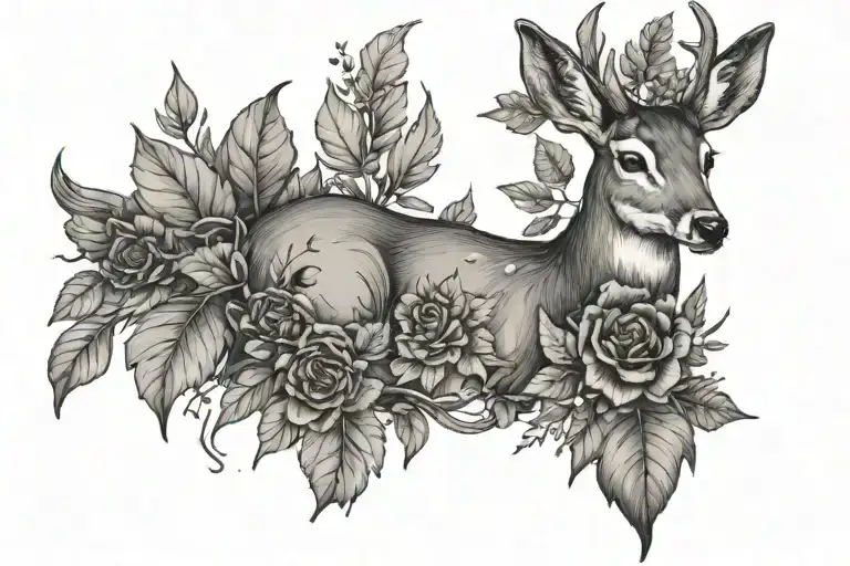 Deer And Leaves
