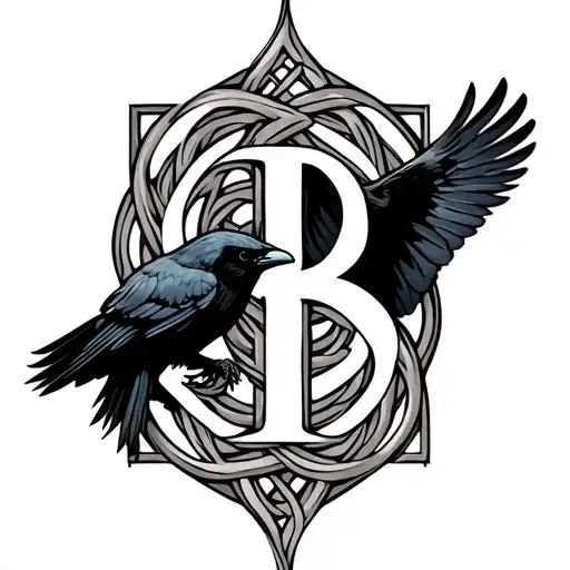Celtic Knot B Letters With A Crow Flying
