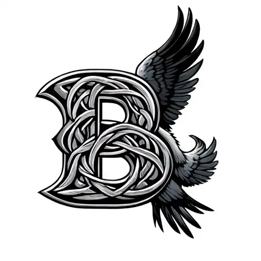 Celtic Knot B Letters With Crow Wings