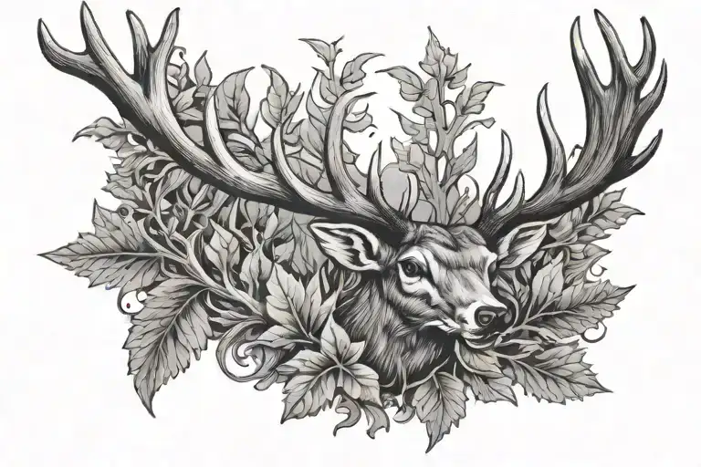 Deer Antler And Leaves Band