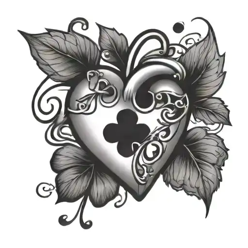 Heart Beat With 2 Stars And A 4 Leaf Clover