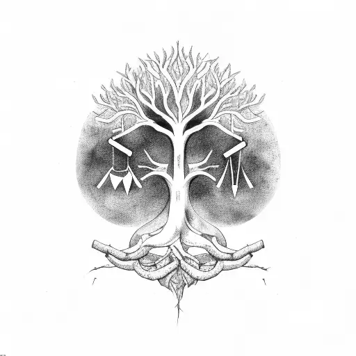 Libra Scales As A Tree With Roots