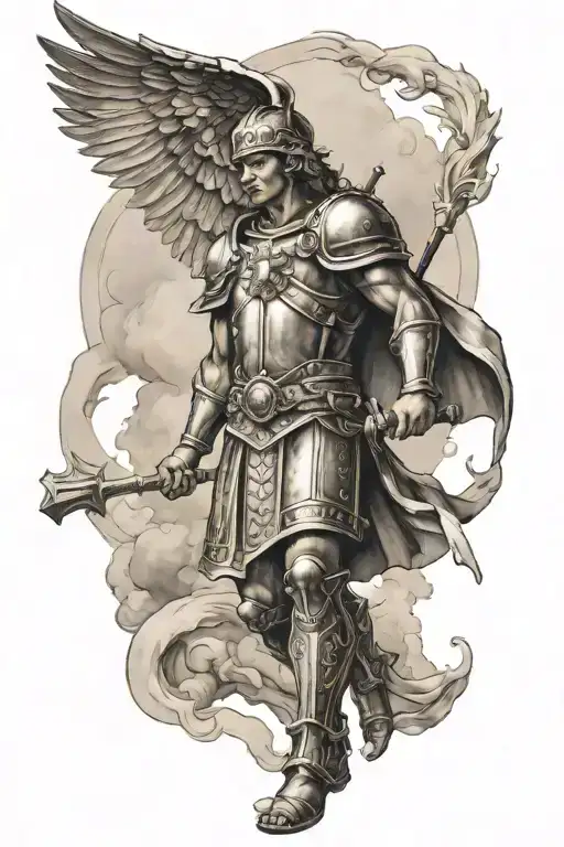 St Florian With Stairs Going Into Heaven