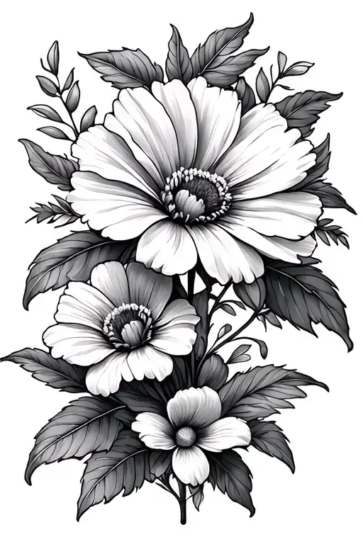 February April July August Birth Flower Tattoo Design Combining