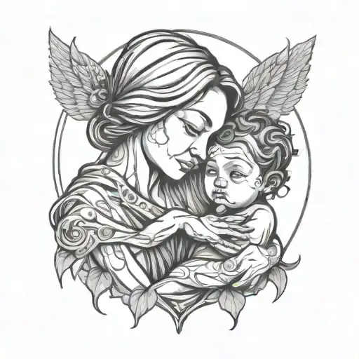 Mother And Child Love Stick Intertwined