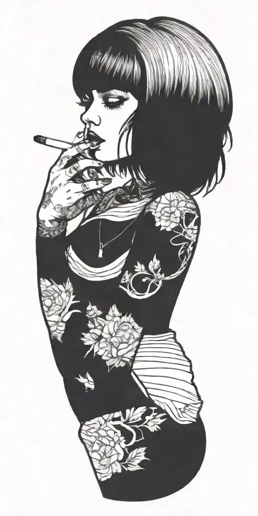 A Girl Holding A Cigarette