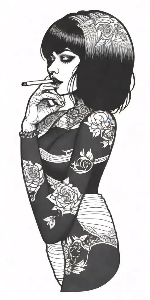 A Girl Holding A Cigarette