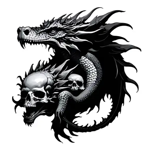 Water Dragon With Skulls