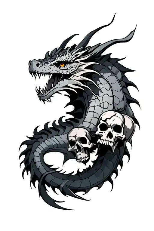 Water Dragon With Skulls
