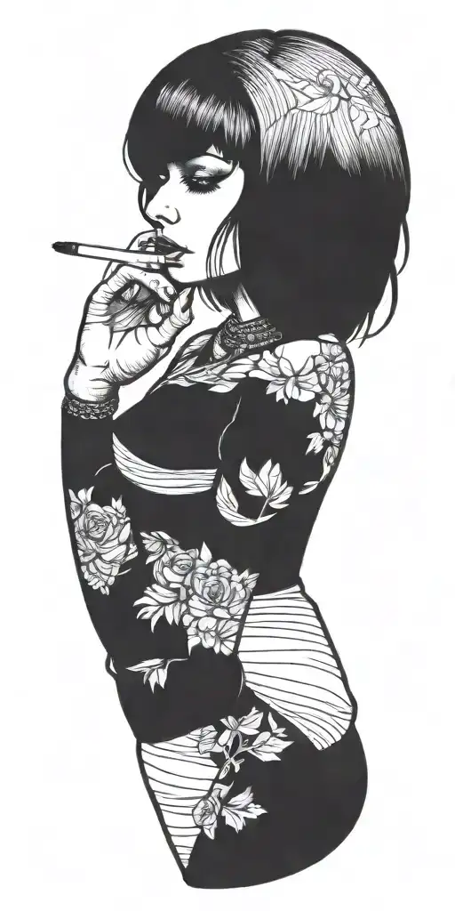 A Girl Holding A Cigarette