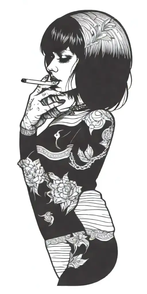 A Woman Holding A Cigarette