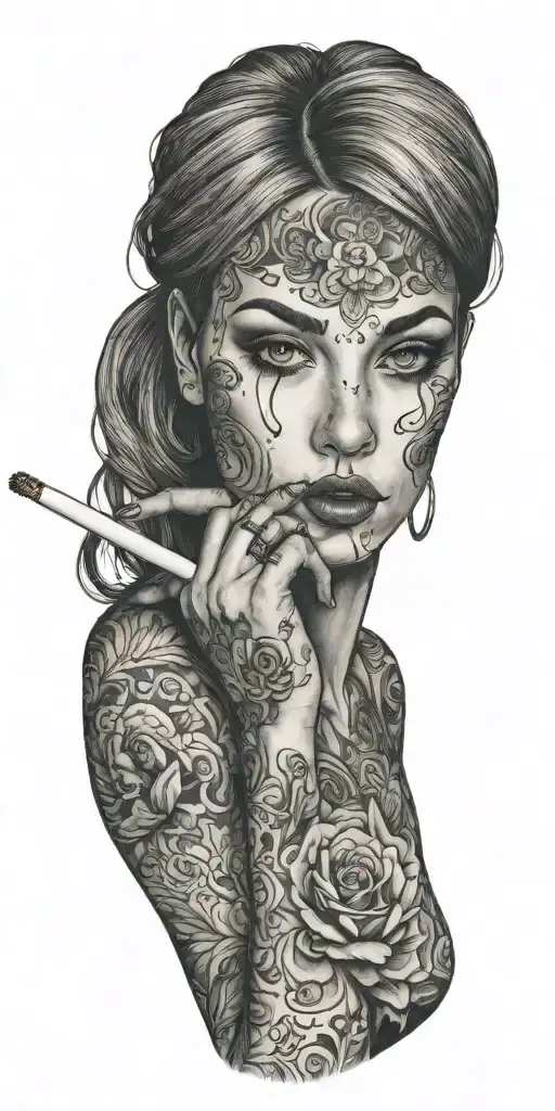 A Woman Holding A Cigarette