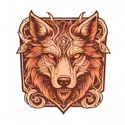 Wolf Tattoo Design Incorporating Symbols