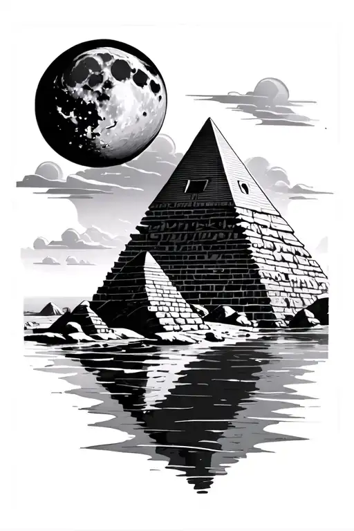 Egypt Pyramid Moon Desert River