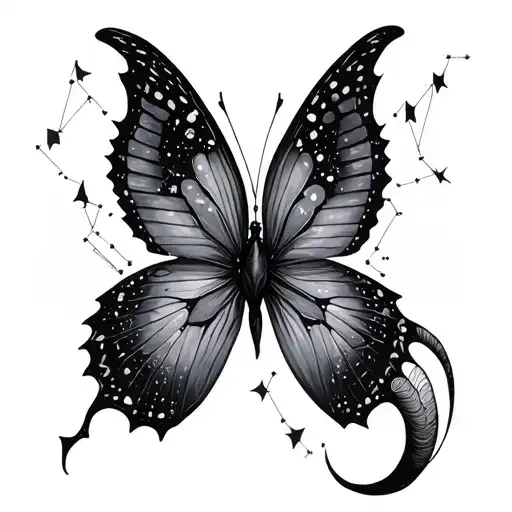 Butterfly And Capricorn Constellation Merging