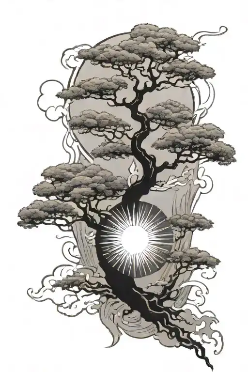 Sun With Japanese Tree