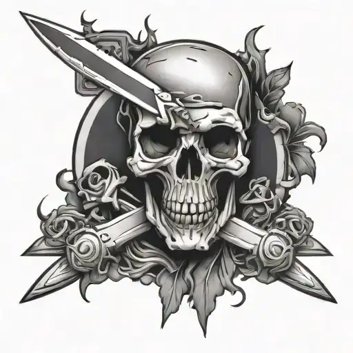 Skull And Combat Knife