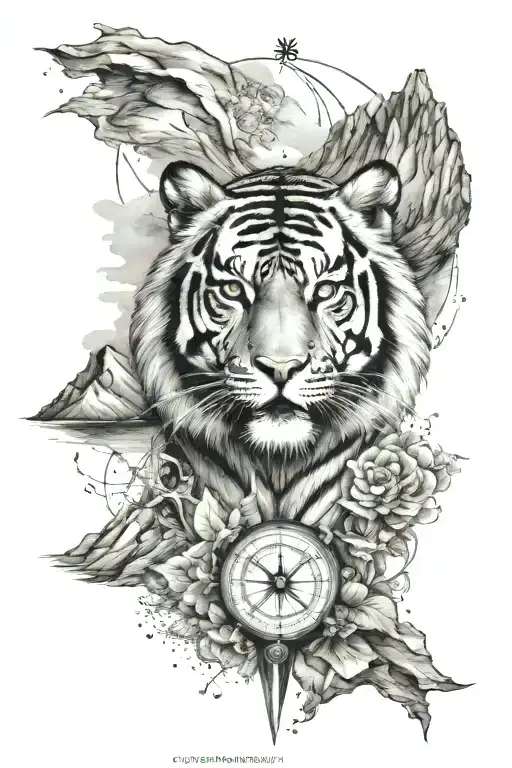 Compass Mountains Tiger Surrounded